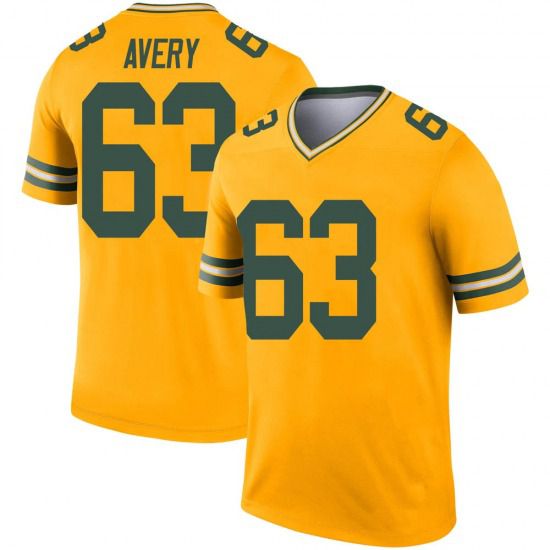 Men Green Bay Packers #63 Josh Avery Yellow Nike Limited Player NFL Jersey